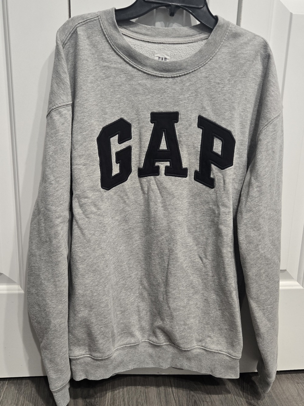 GAP Light Gray Crewneck Sweatshirt with Black Applique